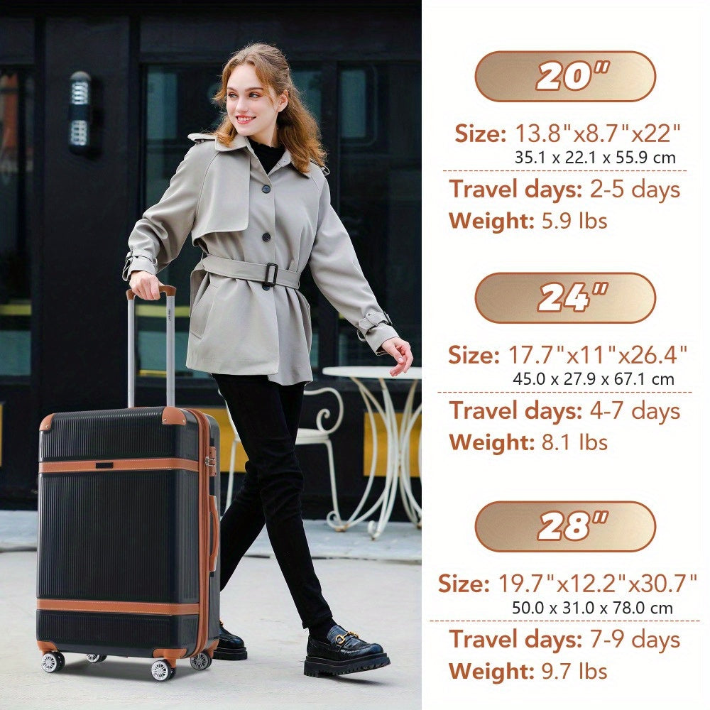Hardshell Luggage Sets 3pcs double spinner 8 wheels Suitcase with TSA Lock Lightweight 20''24''28''