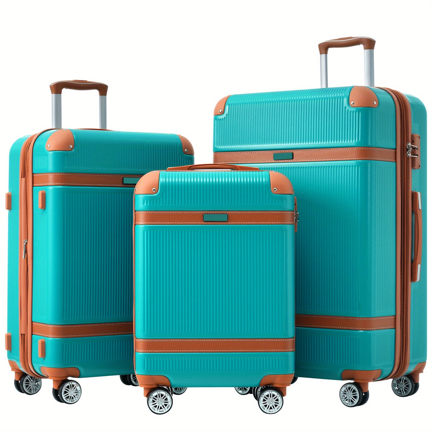 Hardshell Luggage Sets 3pcs double spinner 8 wheels Suitcase with TSA Lock Lightweight 20''24''28''
