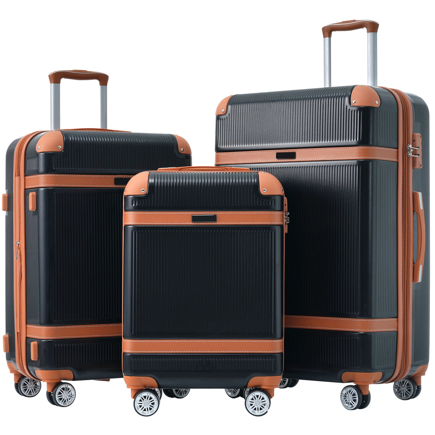 Hardshell Luggage Sets 3pcs double spinner 8 wheels Suitcase with TSA Lock Lightweight 20''24''28''