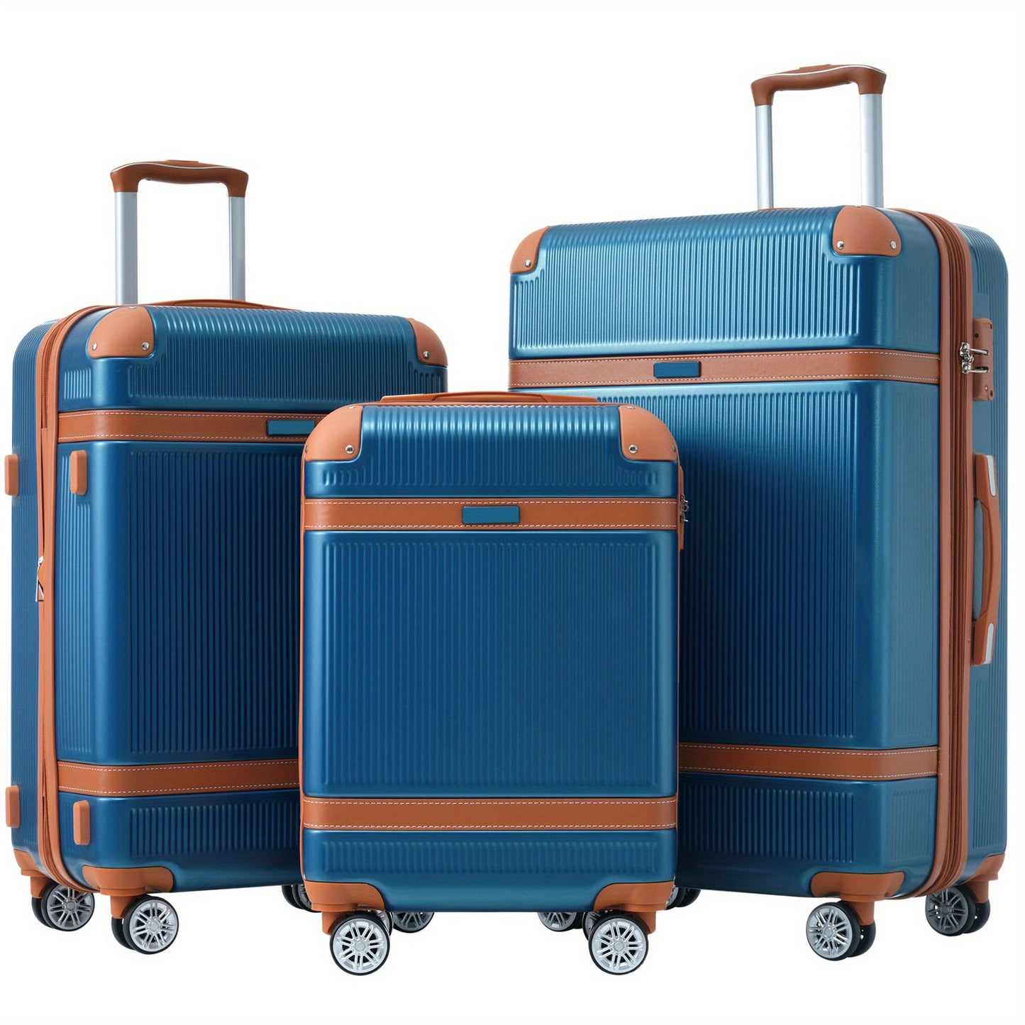 Hardshell Luggage Sets 3pcs double spinner 8 wheels Suitcase with TSA Lock Lightweight 20''24''28''