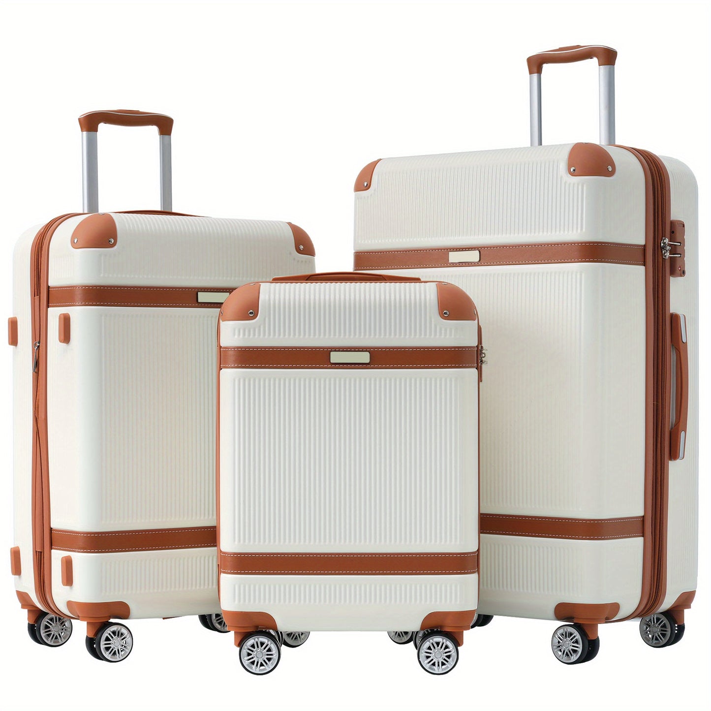 Hardshell Luggage Sets 3pcs double spinner 8 wheels Suitcase with TSA Lock Lightweight 20''24''28''