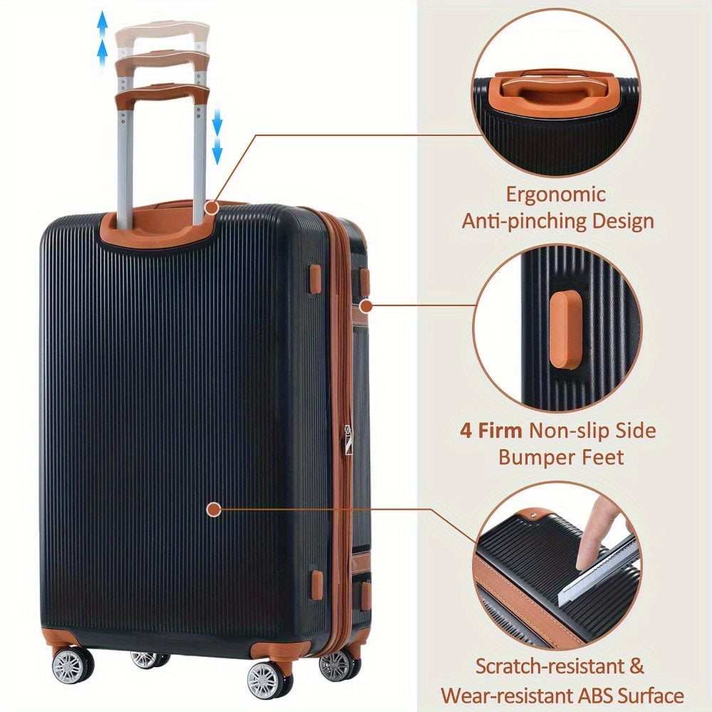 Hardshell Luggage Sets 3pcs double spinner 8 wheels Suitcase with TSA Lock Lightweight 20''24''28''