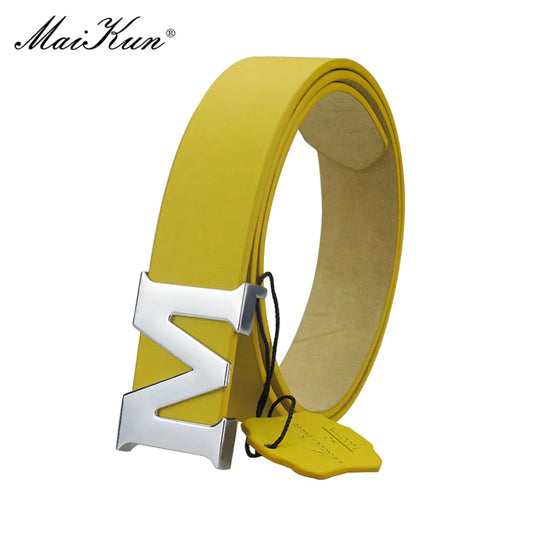 Maikun Women’s Leather Belts Removable Letter M Plate Buckle High Quality PU Leather Belt For Jeans Dress Halloween