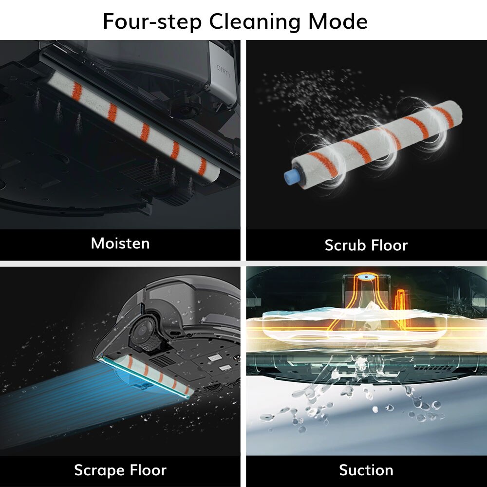 ILIFE W450/W455 Floor Washing Robot Shinebot, 0.85L &0.9L Large Water Tank, Camera Navigation, Wifi APP Control, Kitchen Applian