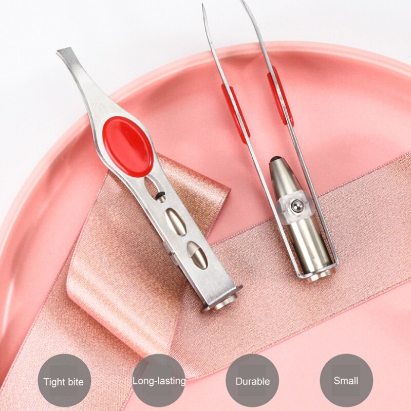 24PCs Stainless Steel LED Eyebrow Clip High Quality Tweezer LED Lighting Eyelash Clip Makeup Tools Accessories