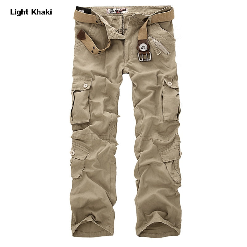 2023 High Quality Men's Cargo Pants Casual Loose Multi Pocket Military Pants Long Trousers for Men Camo Joggers Plus Size 28-40