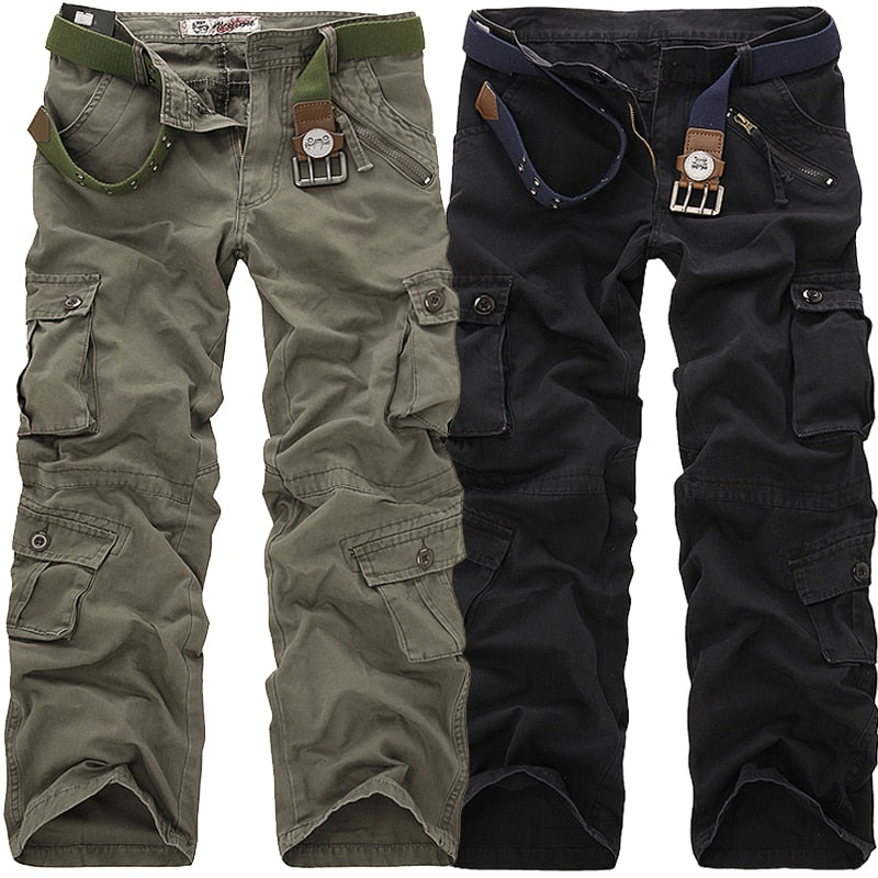 2023 High Quality Men's Cargo Pants Casual Loose Multi Pocket Military Pants Long Trousers for Men Camo Joggers Plus Size 28-40
