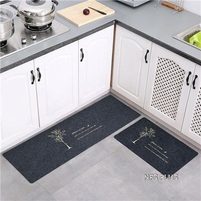 Kitchen Rug Floor Mat Carpet 40x60 & 40x120 Polyester Fiber Embroidered Clover TPR Non Slip Door Mat Decorative Entrance Doormat