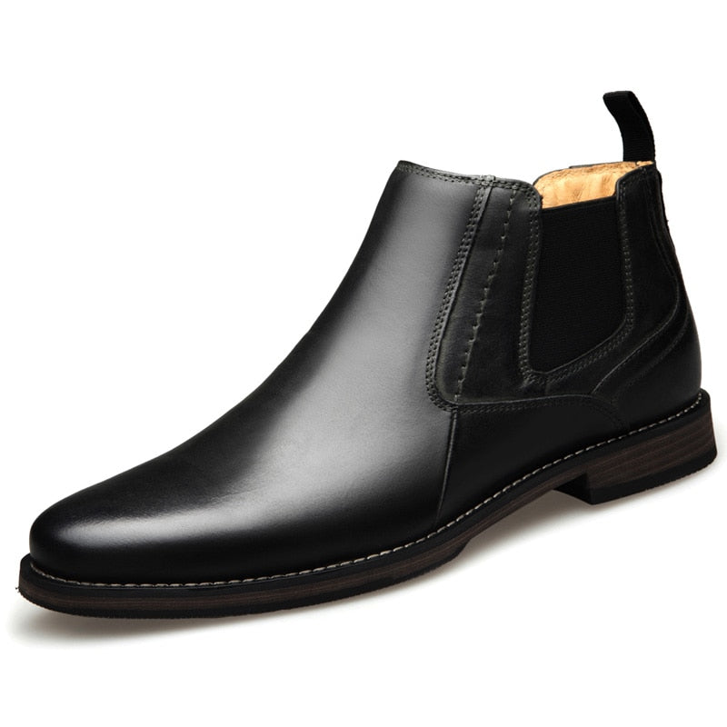 VRYHEID Genuine Leather Men's Chelsea Boots High Top Casual Comfort Dress Shoes Fashion Brown Chukka Ankle Boots Plus Size 42-50