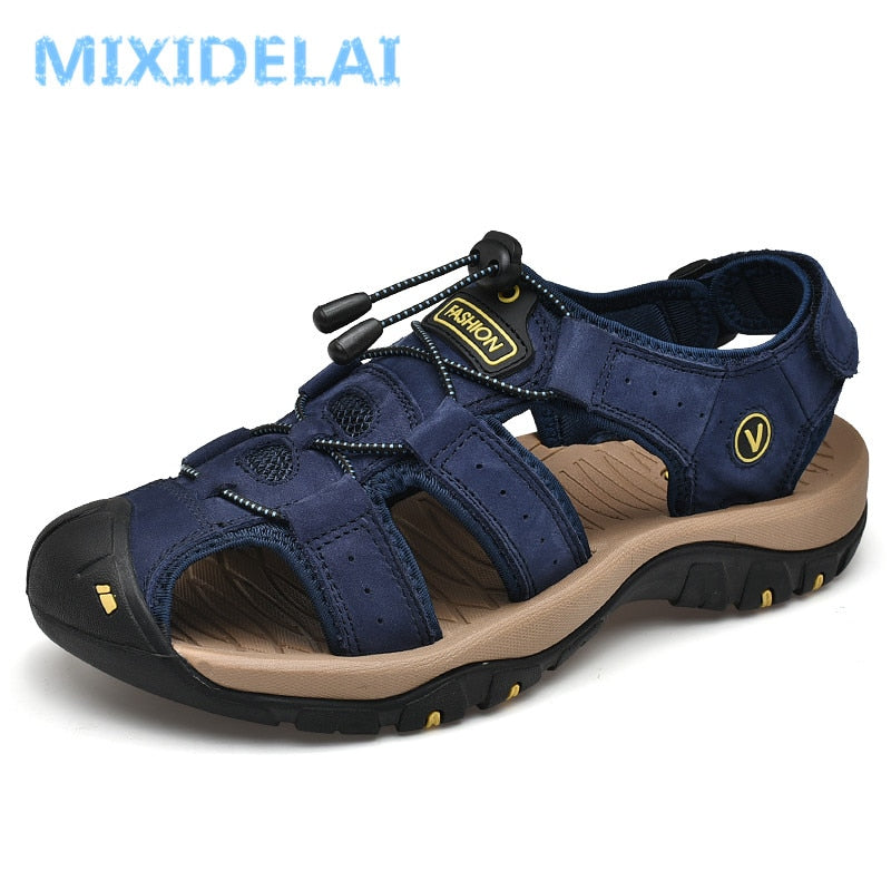 MIXIDELAI Genuine Leather Men's Shoes Summer Men's Sandals Men Sandals Fashion Outdoor Beach Sandals And Slippers Big Size 38-48