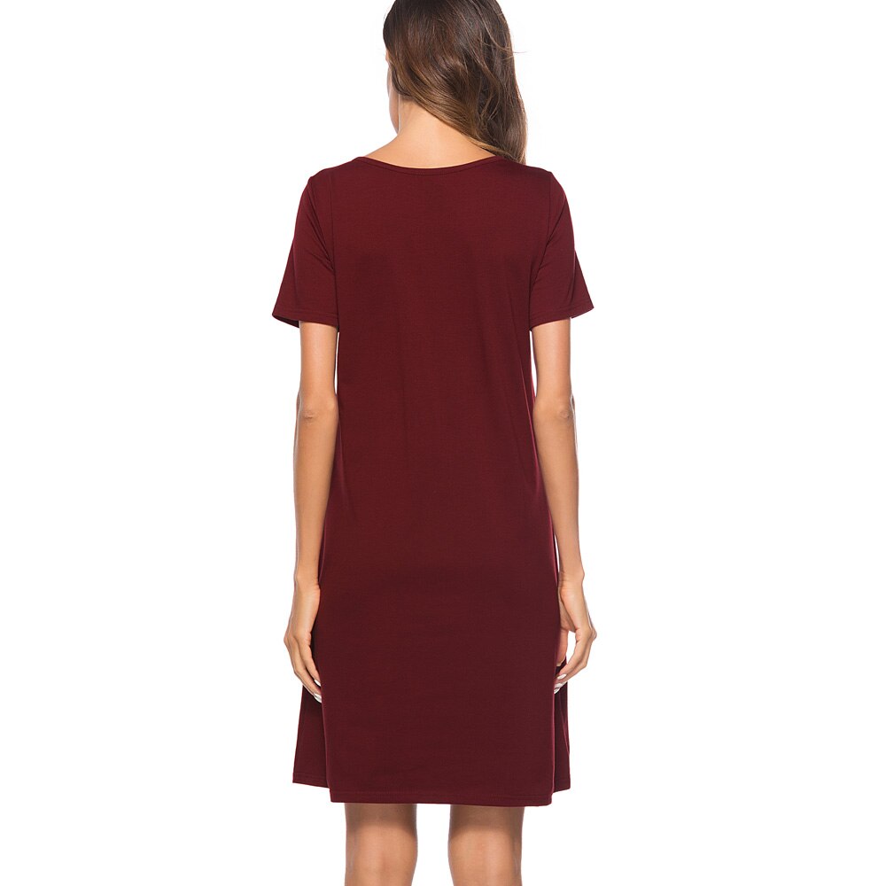 Nice-forever Causal Rockabilly Round Neck Embroidery vestidos Short Sleeve Work Women Straight Shift Dress T034