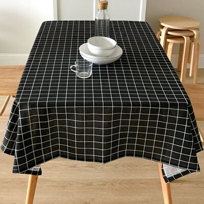 Plaid Table Cloth Rectangular Tablecloth Dinning Wedding Cotton Linen Black Grey White Home Party Decorative Table Cover Mat