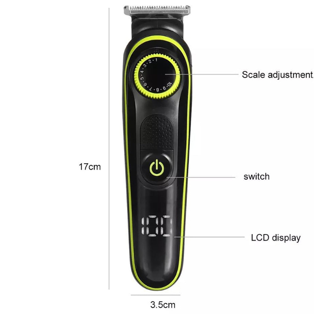 Professional LCD Hair Trimmer 5 in 1 Clipper Men Digital Electric Cutting Machine Salon cut Cordless Rechargeable