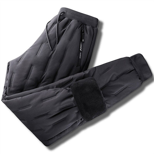 New Winter Warm Pants Mens Plus Velvet Thick Casual Pants Men Outdoor Loose Down Cotton Trousers Heavyweight Drawstring Pants