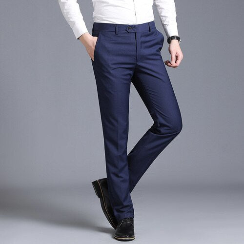 New Men Suit Pants Summer Men Dress Pants Straight Business Office Trousers Mens Formal Pants Classic Male Black Dress Trousers