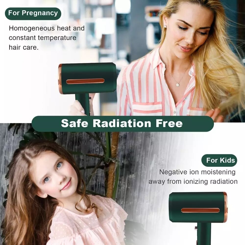 Blower Professional Hair Dryer Strong Wind Negative Ion Blow with Noise Reduction Treatment Hot and Cold Quick Dry EU