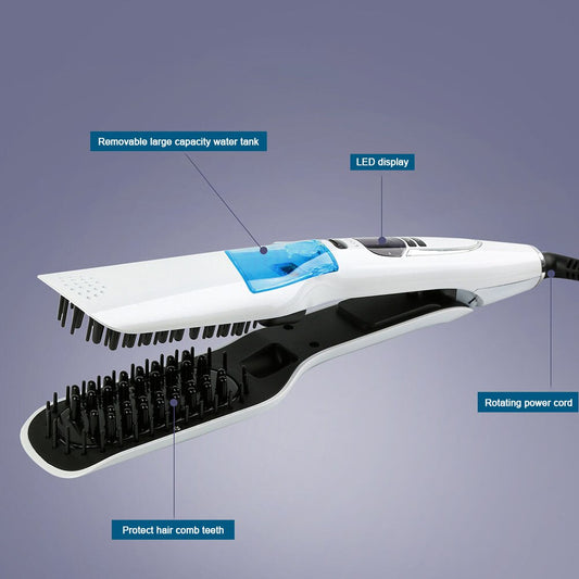 Steam Straight Hair Brush Hot Comb Wet and Dry ening Anti-scald 360 Rotatable Blow Ion
