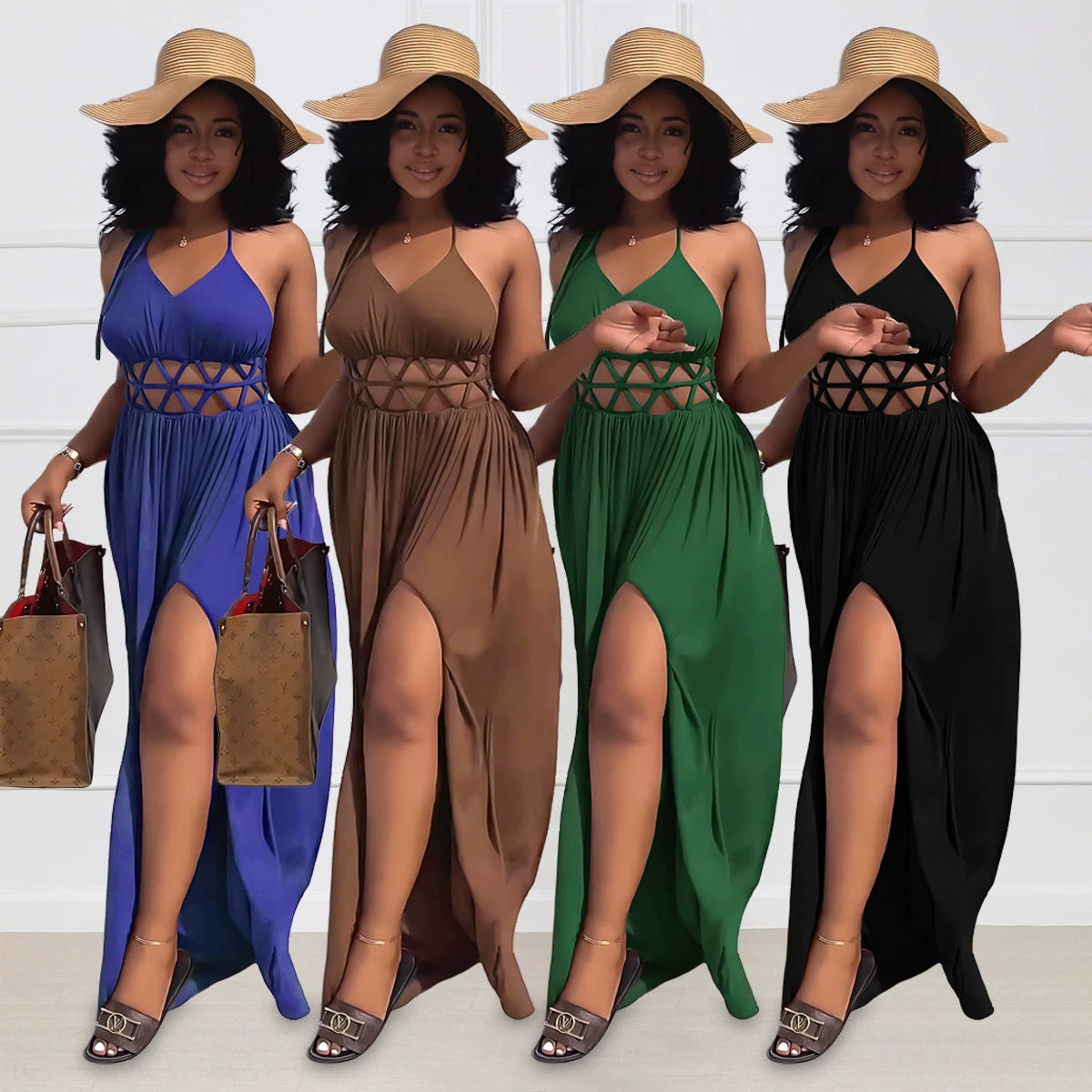 Summer Long Dress Sleeveless Split Dress Party Ladies Long Dress