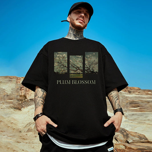 European and American Street Retro Idle Style Hip-hop Half Sleeve Ins Short sleeve Men's Fashion Brand Loose Trendy Fat Plus size Men's Clothing T-shirt