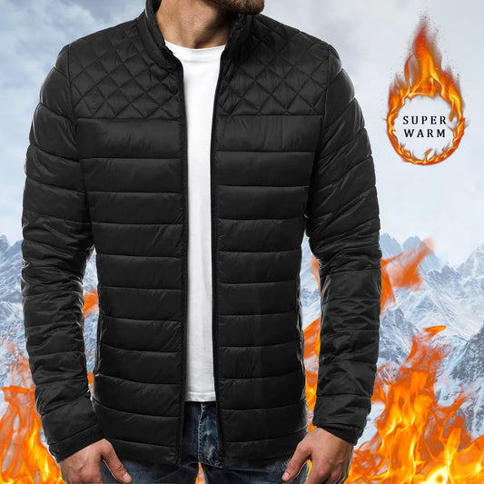 Hot Sale Thick Men’s Warm Zipper Jackets Winter Casual Streetwear Sports Fitness Coats Solid Color Windproof Padded Down Jacket