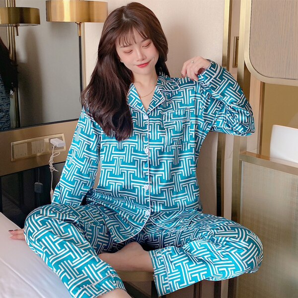 Ice Silk Pajamas Thin Section Sweet Silk Plus Size Home Clothes Two-piece Suit Sexy Satin Pajamas Sleepwear