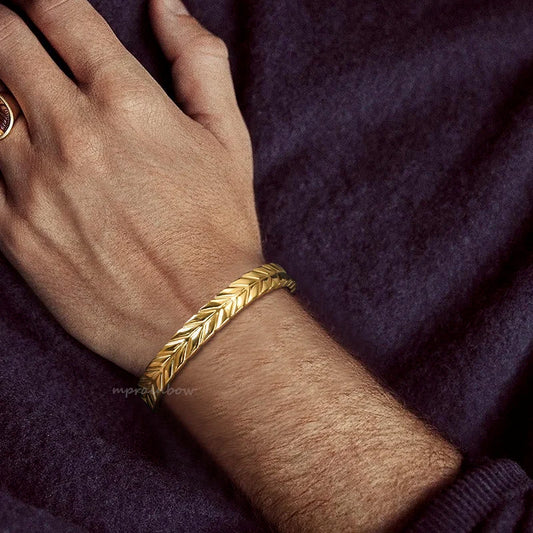 Mens Cuff Bangle,Stainless Steel Braiding Design Cuff Bracelet for Men, Stacking Bracelet,Gents Jewelry