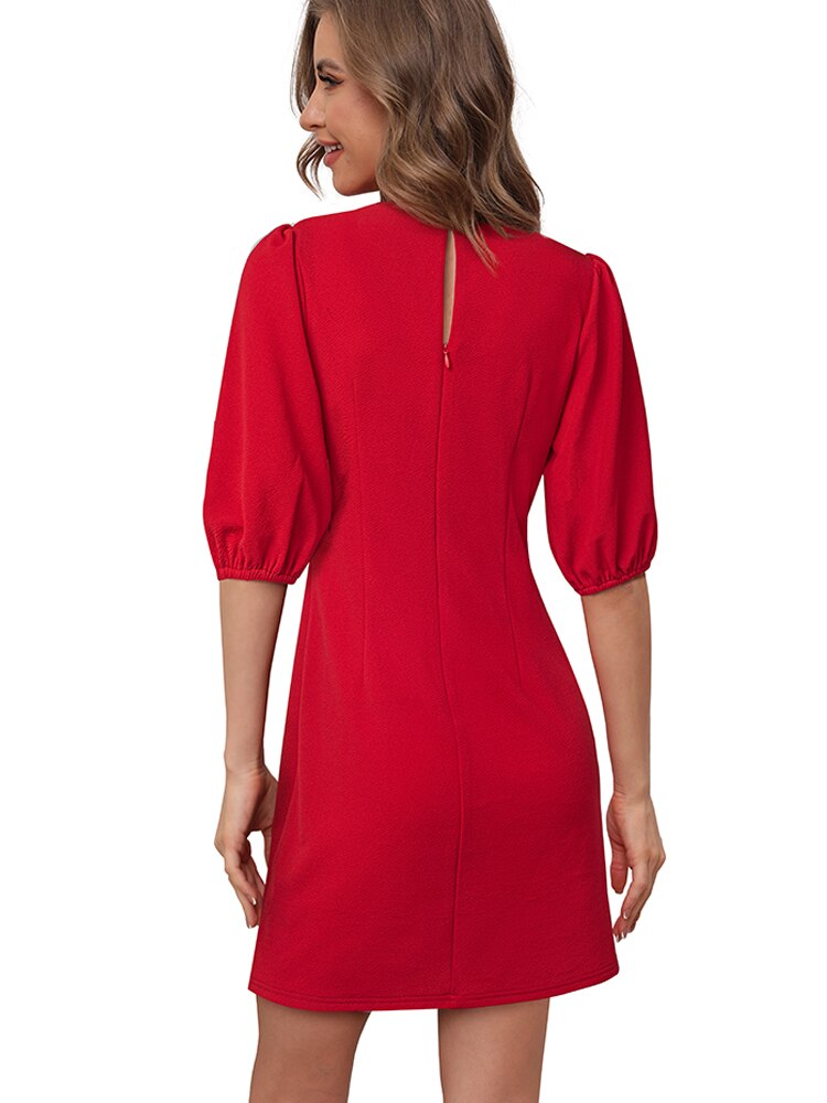 Nice-forever Summer Women Sexy Low Cut with Knot Plain Dresses Club Party Straight Dress A310