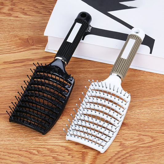 Hair Wave Brush for Salon New Scalp Massage Swept Back Curved Comb Bristle&Nylon Women Man Wet Curly Detangle Styling Tools