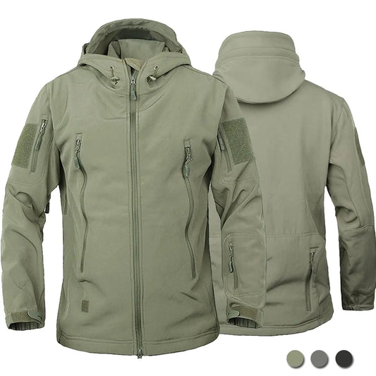 Military Outdoor Jackets Men Shark Skin Soft Shell Tactical Waterproof Windbreaker Army Combat Jacket Mens Hooded Bomber Coats