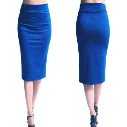 Hot sale Women Pencil Skirt New Ladies Office Stretch Bodycon Midi Skirt Female High Waist Mid-Calf Jersey Skirts