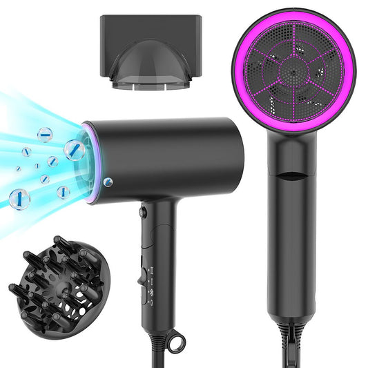 Travel Hair Dryer Folding Negative Ion Blower 1800W Portable Light Weight Compact Size Quiet Small Drys Quickly with 2 Nozzles