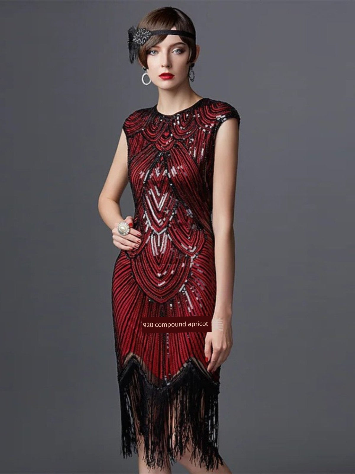 Vintage Beaded Tassel Party Ball Gown Sequined