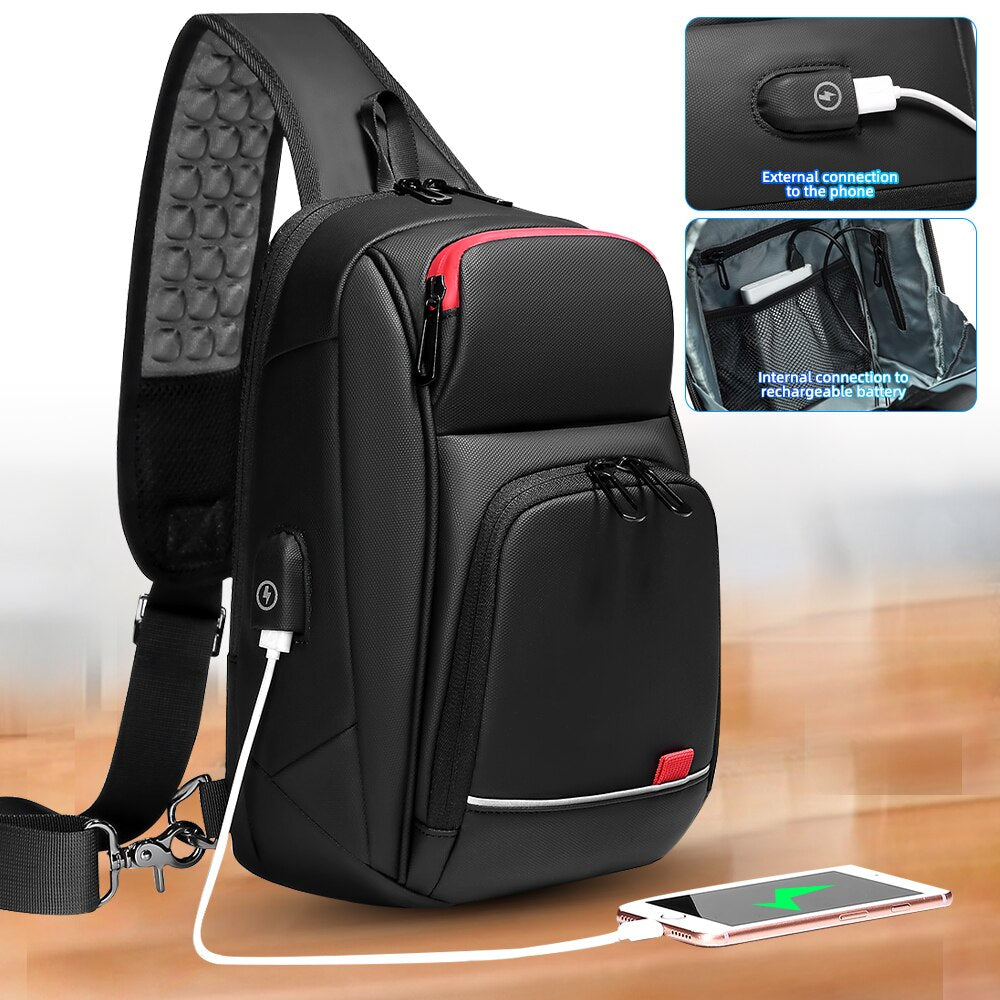 New Waterproof 9.7" iPad Crossbody Shoulder Bag for Men Short Trip USB Charging Messenger Sling Chest Pack For Male сумки Bolsas