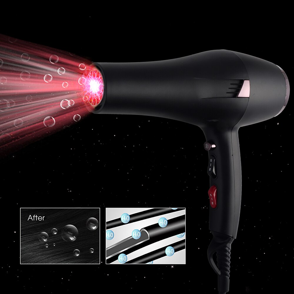 2400W Professional Hair Dryer Hot and Cold Wind Blower Powerful Blowdryer Compact Multifunction 2 Speed 3 Heating Collect Nozzle