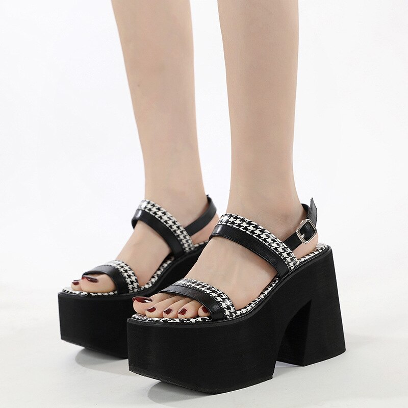 GIGIFOX Cover Toe Women Platform Chunky Heel Slides Sandals Slip On Cutout Goth Punk Style Casual Outdoor Mules Shoes Summer New