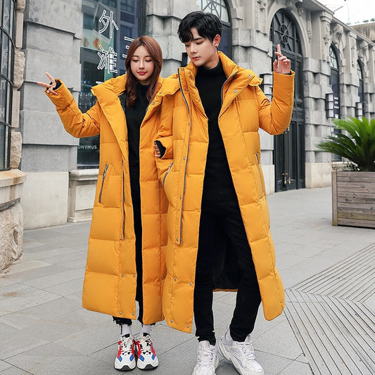 2023 New Coed Winter Cold resistant Down Jacket -30 High Quality Men's Women X-Long(Winter) Warm Fashion Brand Red Parkas S-5XL