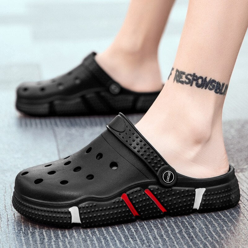 Comwarm Summer Men's Slippers Summer Anti-Slip Clogs Garden Shoes Hole Shoes For Women Outdoor Couple Beach Sandals Home Slides