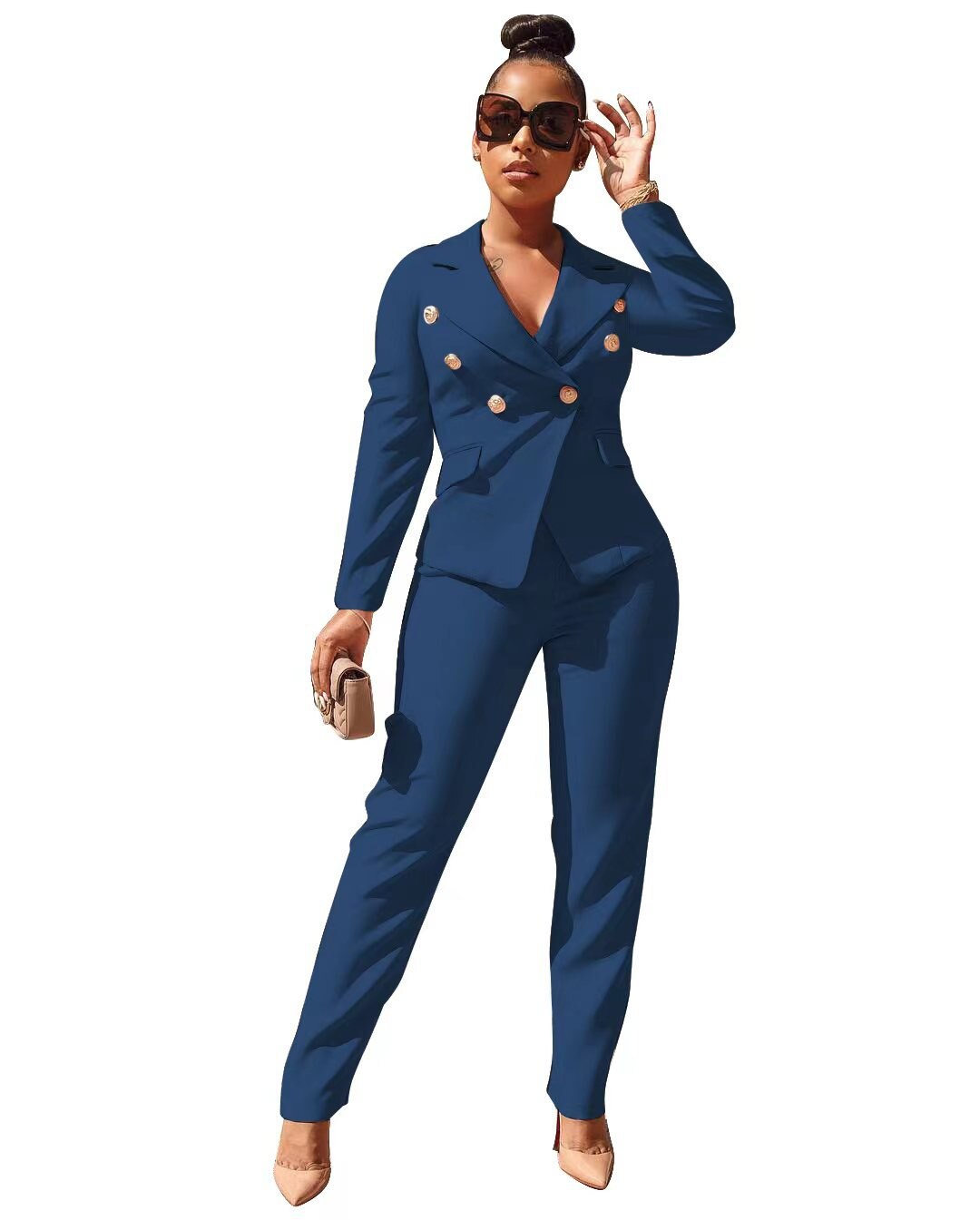 CM.YAYA Autumn Winter Women's Set Long Sleeve Blazer and Pants Suit Office Lady Tracksuit Two 2 Piece Set Elegant INS Outfits