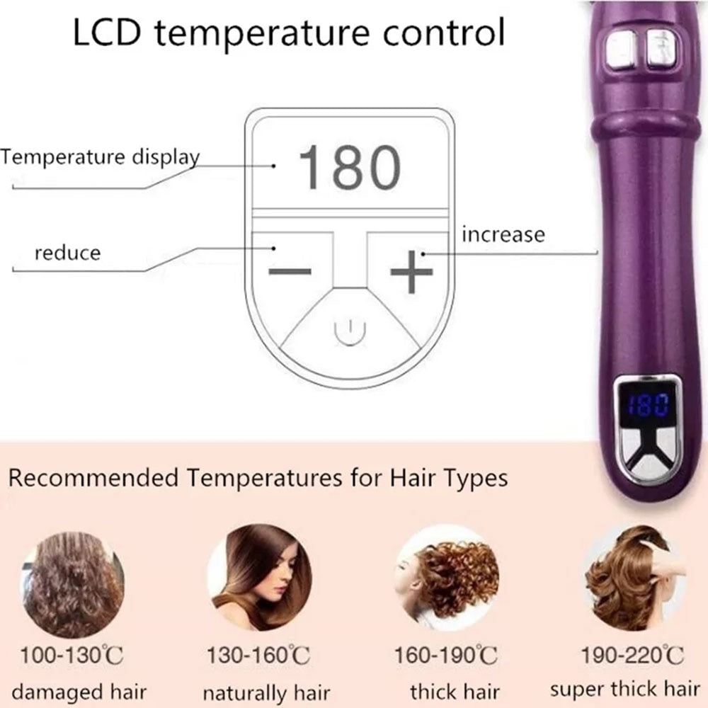 Automatic Curling Iron 360-degree Rotation Hair Curler Max 230℃ PTC Heating Ceramic Anti-scalding Design LCD Display StylingTool
