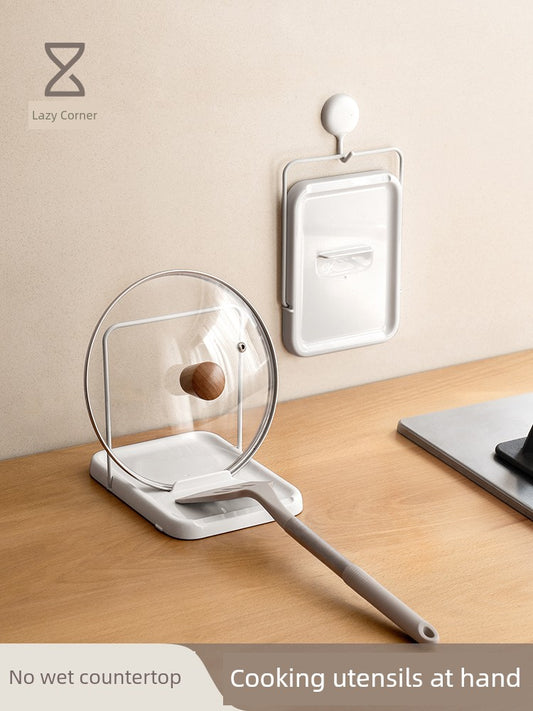 Lanjiaoluo For Home Countertop Kitchen Spatula Pot Cover Rack