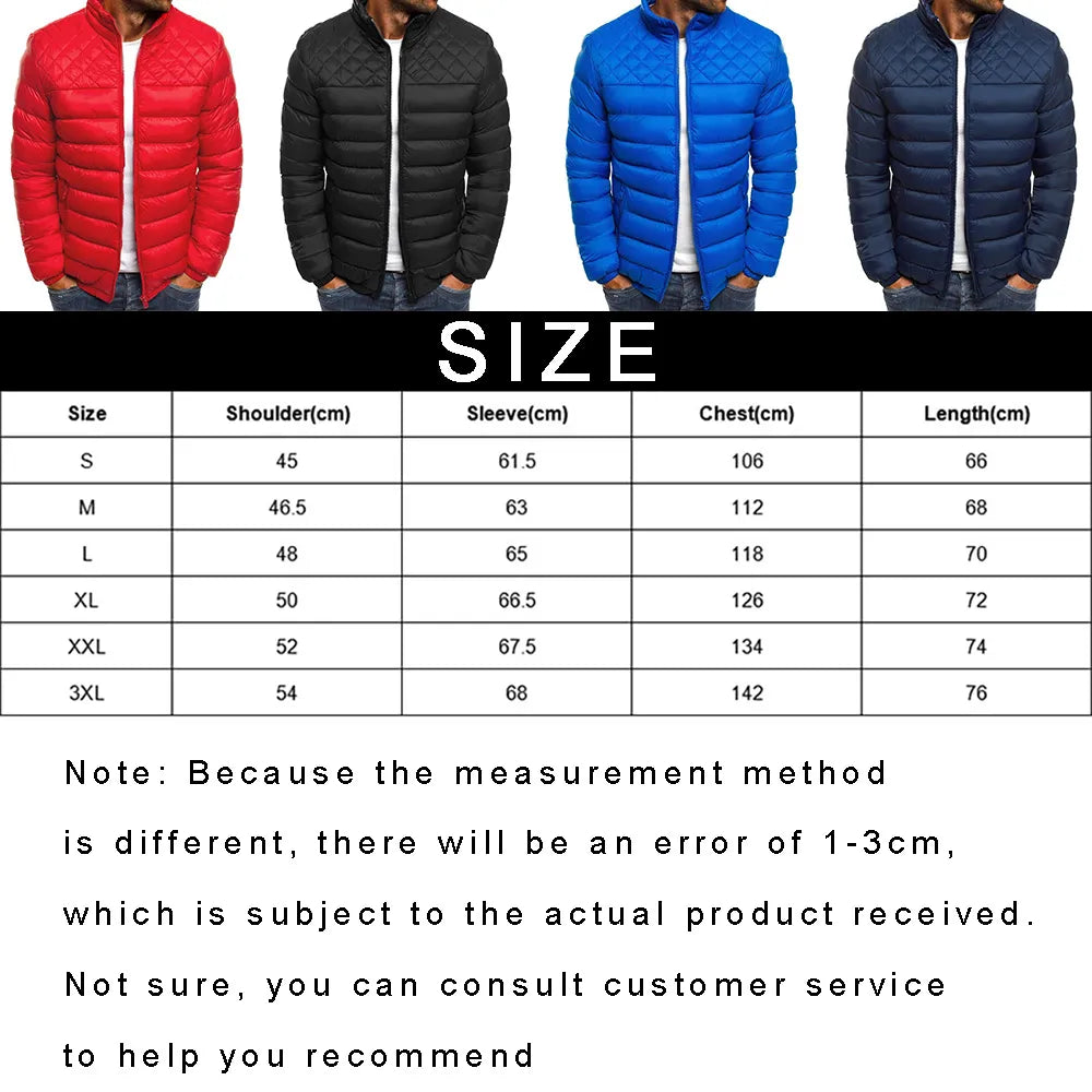 Hot Sale Thick Men’s Warm Zipper Jackets Winter Casual Streetwear Sports Fitness Coats Solid Color Windproof Padded Down Jacket