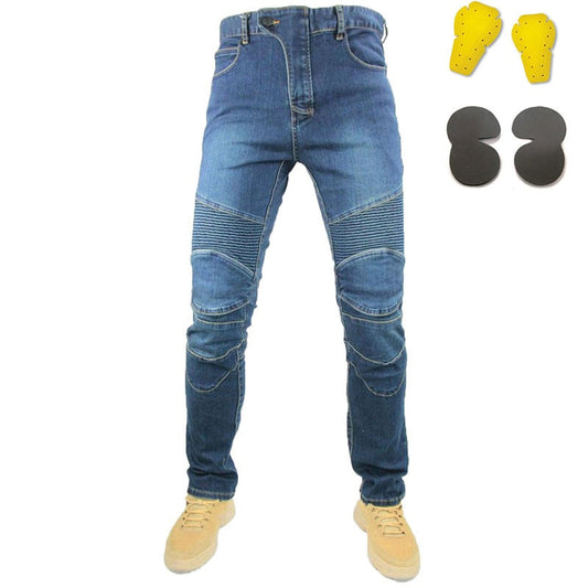 Jeans - Brand New 4 Season Motorcycle Leisure Motocross Pants Outdoor Riding Jeans With Obscure Protective Equipment Knee Gear Hip Pads