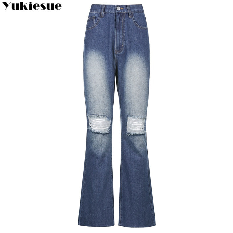 flare Pants Female Women's Jeans clothes Boyfriend Jeans Women Jeans Pants High Waist Mom Ripped Jeans 2021 Stright Trousers