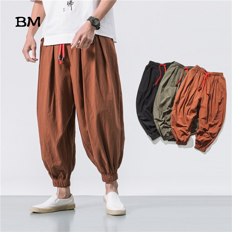 New Summer & Spring Japan Style Men Cotton Linen Harem Pants Chinese style Male Causel Trousers