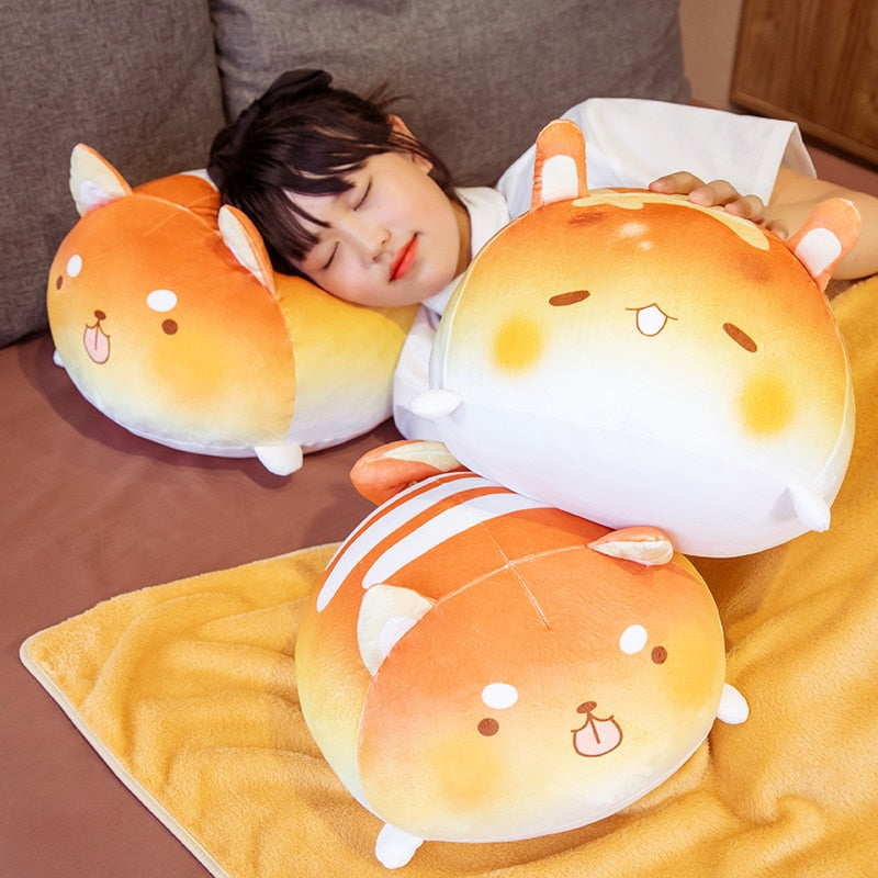 Cute Stuffed Bread Animal Plush Toy Cartoon Animal Shiba Inu Dog Bear Doll Soft Nap Sleeping Pillow Cushion Girls Gift