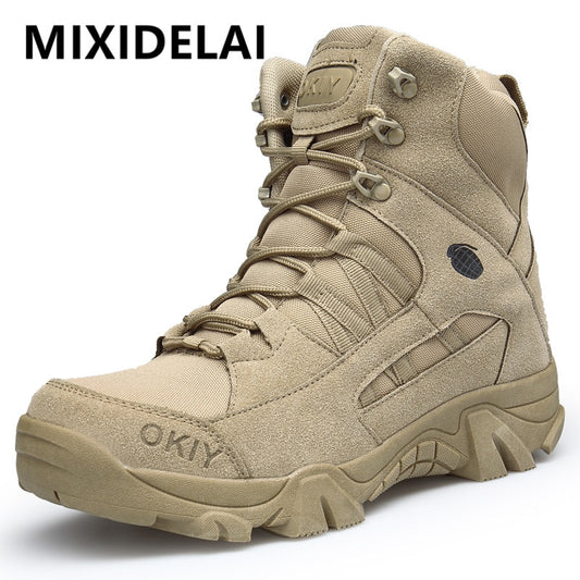 2022 New Footwear Military Tactical Mens Boots Special Force Leather Desert Combat Ankle Boot Army Men's Shoes Plus Size 39-46
