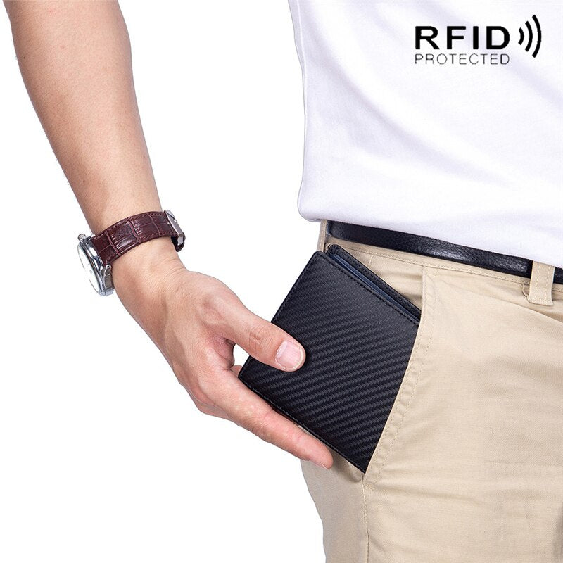 Genuine Leather Luxury Men's Wallet Rfid Anti-theft Brush Stripe Multifunctional Wallet Male Multiple Card Slots Card Holder