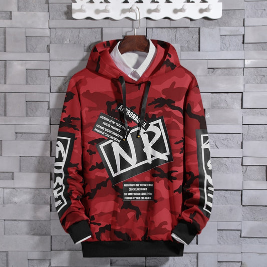 Hoodie Men Sweatshirt Pullover Streetwear Harajuku Hip Hop Casual Brand Hoodies Spring Autumn Soild Camouflage Print Hoodie Men