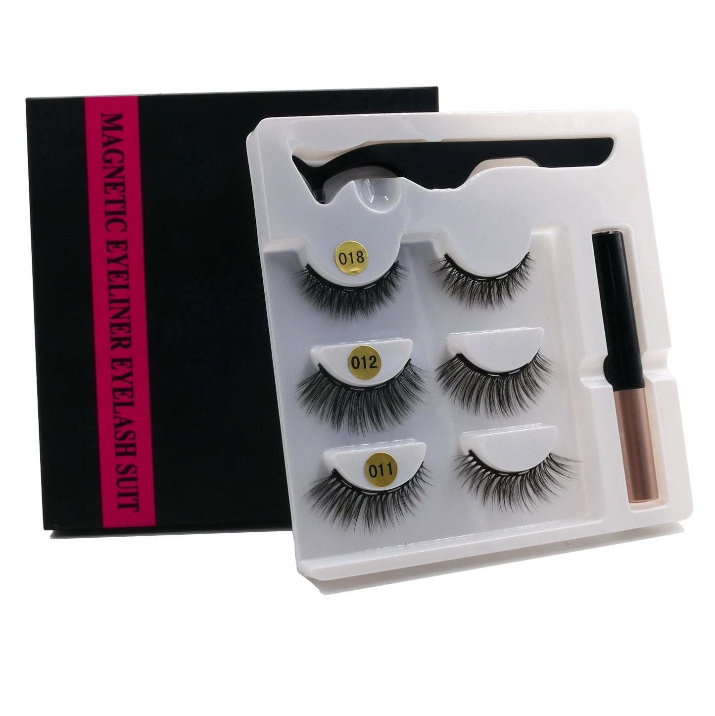 Magnetic Eyelashes 3D Mink Eyelashes Makeup Magnetic Lashes Eyeliner Tweezers Set Natural False Lashes Short Faux Cils