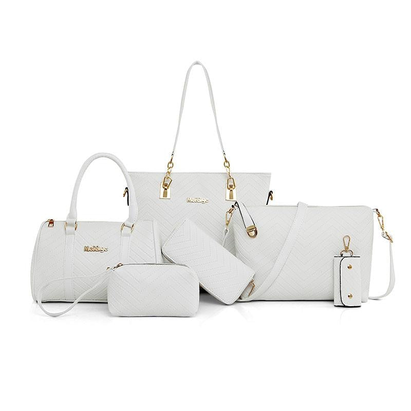2021 New PU Leather Bag Fashion Shoulder Crossbody Bags for Women Handbags 6-piece Set Vintage Elegant Bolsa Feminina